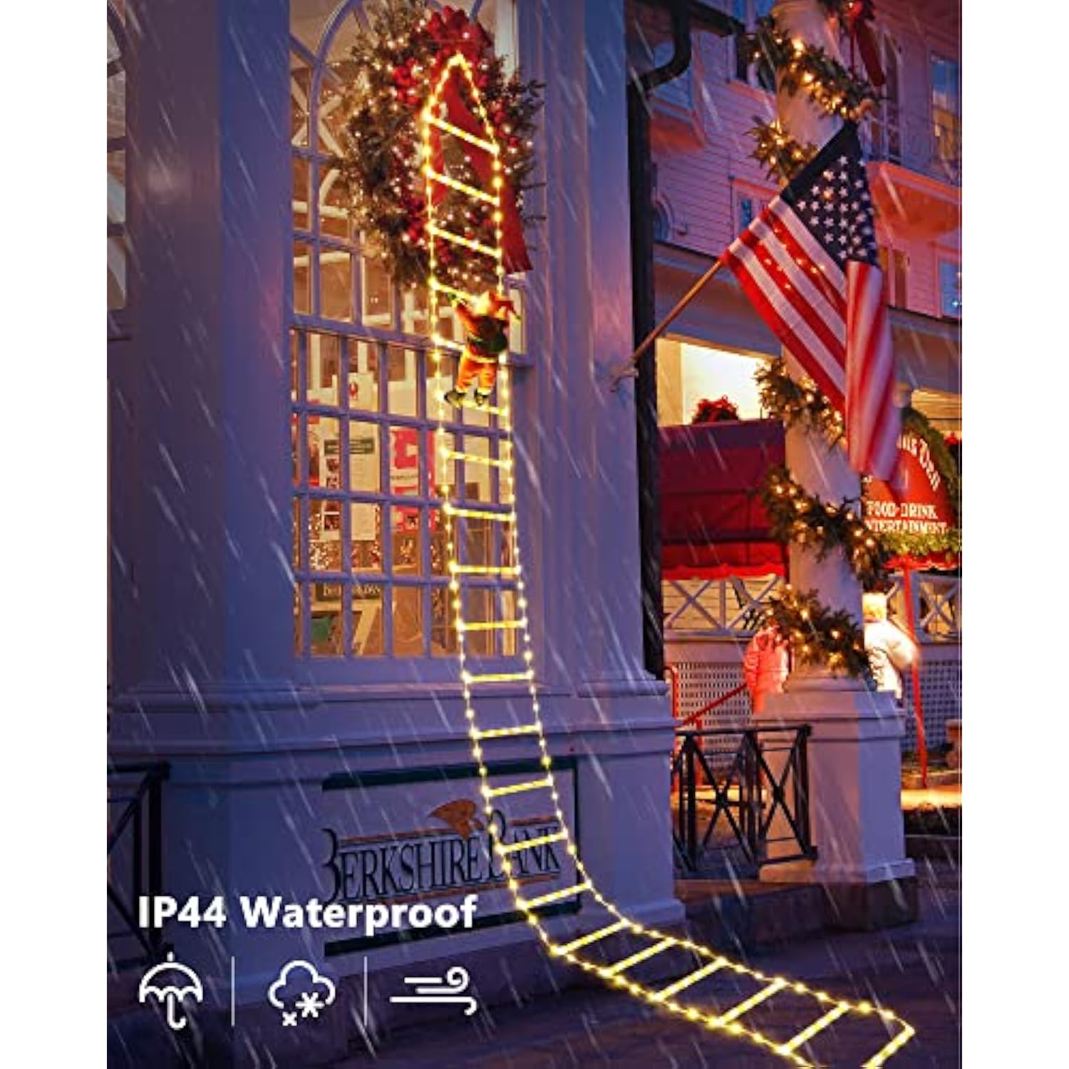 Christmas Decorations Led Ladder Lights With Climbing Santa Claus, 10Ft Outdoor Christmas Decorative Lights - 8 Modes Xm