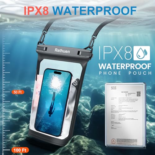 Large Waterproof Phone Pouch, 2Pack Floating Waterproof Bag for iPhone 17 16 15 Pro Max Galaxy S26 S25 S24 Ultra All Phones, Cell Phone Dry Bag for