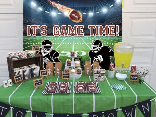 Football Field Backdrop It's Game Time American Rugby Auditorium Light Photography Background for Boys Football Theme Birthday Baby Shower Party Decorations Banner