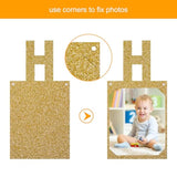 Birthday Photo Banner With 2 Strings Of Fairy Lights For Children And Adult Birthday Party Decorations, Annual Milestone Happy Birthday Banner (Gold)