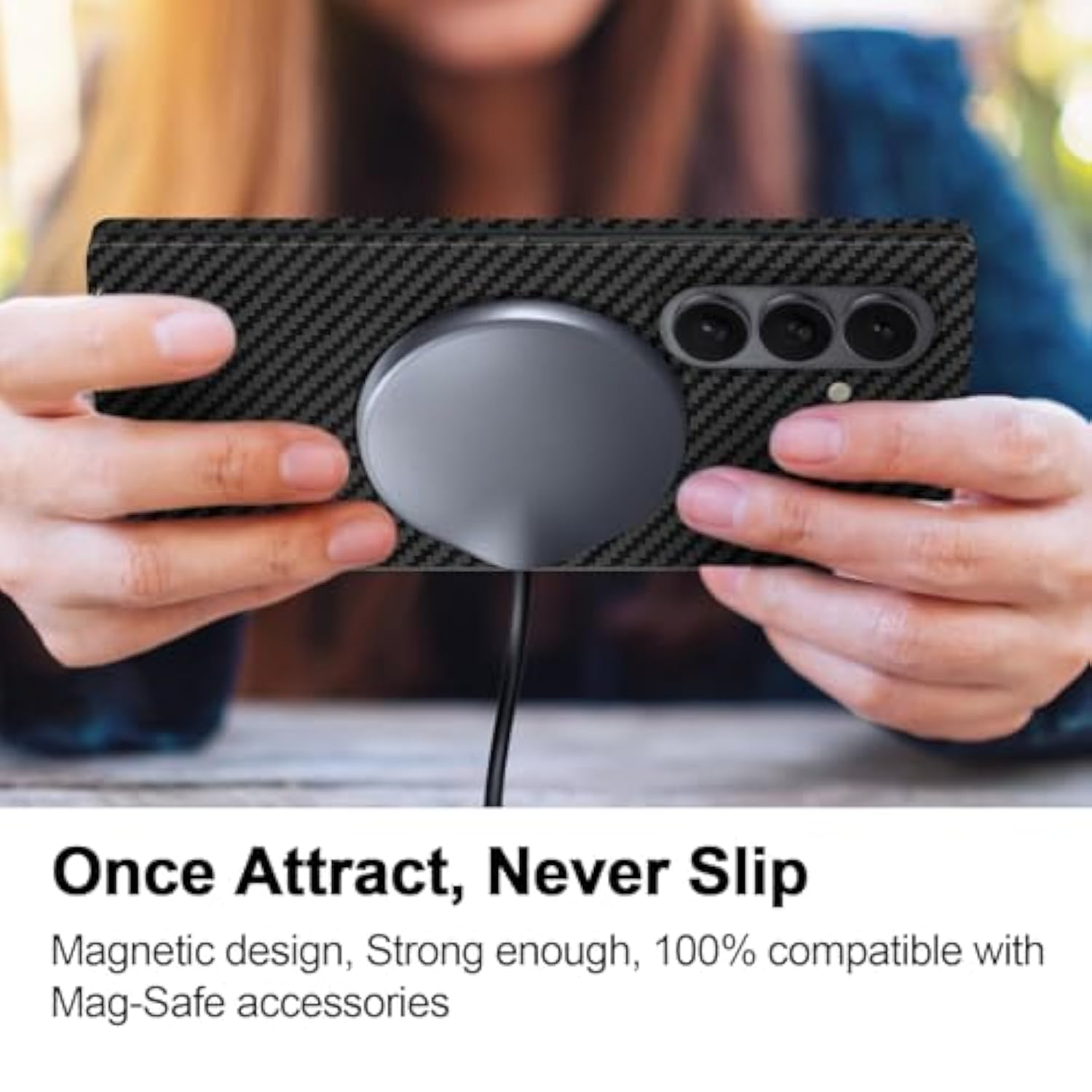 Slim And Thin Carbon Fiber Case Compatible With Samsung Galaxy Z Fold 7, 1500D Aramid Fiber Z Fold7 Cover Compatible With Magsafe, Matte Black Gray Twill [Not Printed]