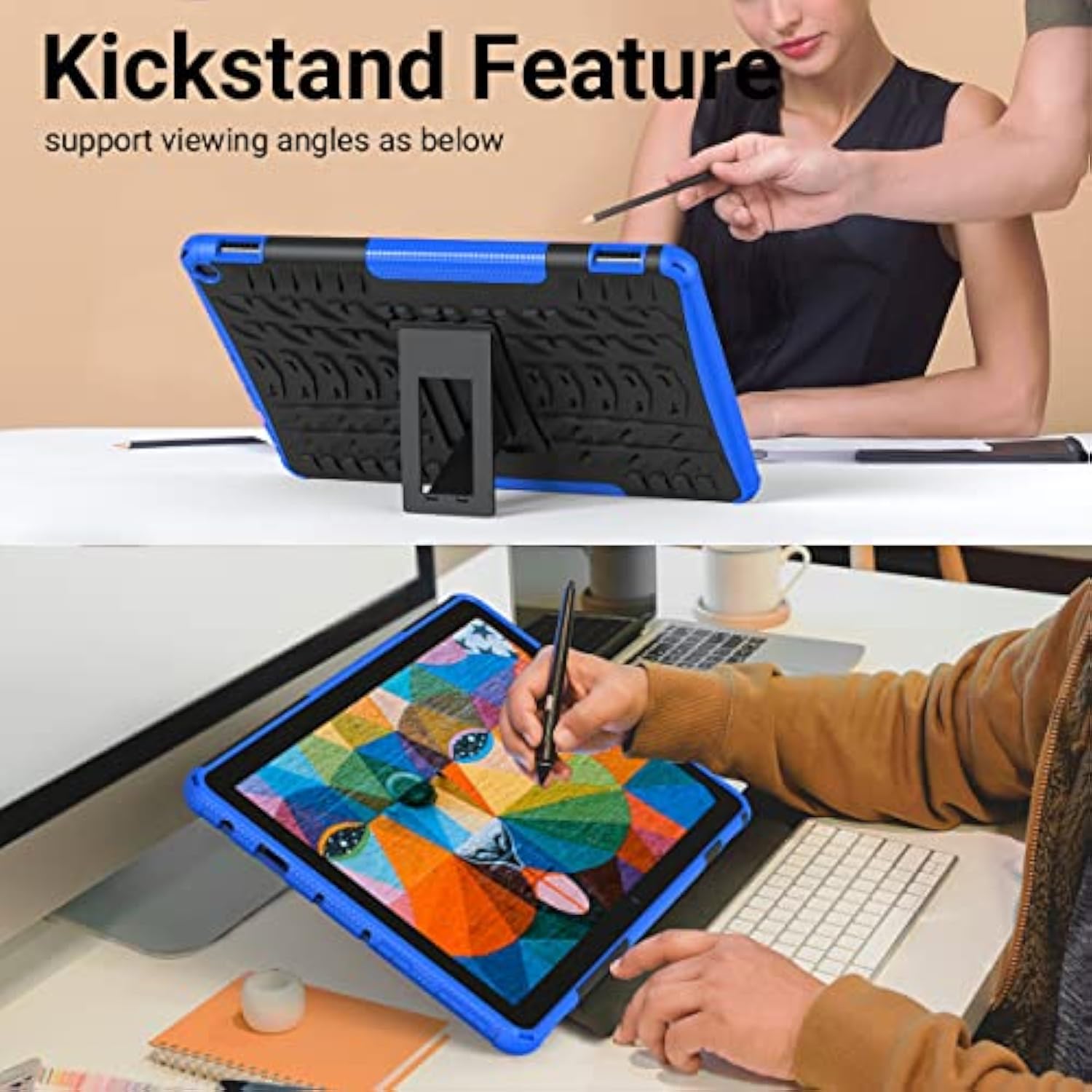 For Fire Hd 10 Tablet Case 13Th Generation 2023 And Amazon Kindle Fire Hd10 Case 2023, Heavy Duty Dual Layer Shockproof Impact Resistance Protective Case With Kickstand For Kids