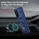 Samsung Galaxy A36 5G Case with Camera Lens Cover, 10 FT Military Grade Drop Protection, Magnetic Ring Holder Kickstand Protective Phone Case, Navy Blue