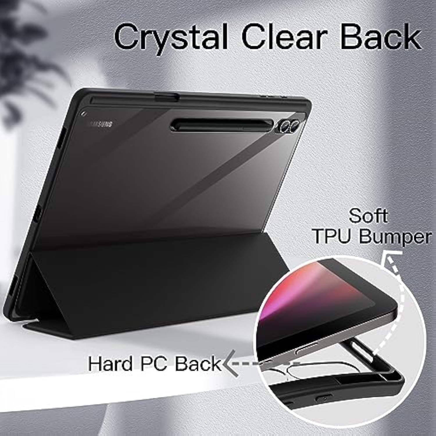 JETech Case for Samsung Galaxy Tab S9 Ultra 14.6-Inch with S Pen Holder, Clear