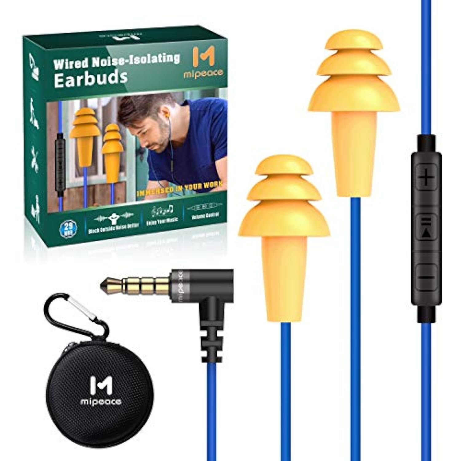 Work Earbuds Headphones,Safety Industrial Ear Plugs Headphones With Mic And Volume Control- Noise Reduction Earphones For Work Construction