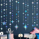 Iridescent Star & Circle Garland Metallic Twinkle Streamers for Birthdays