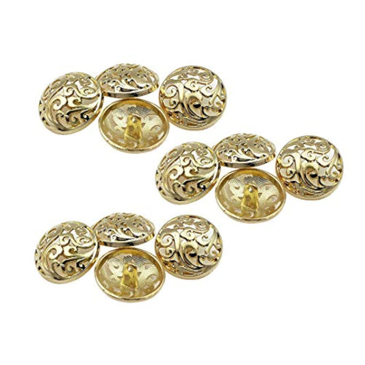 12 Pcs Floral Pattern Openwork Metal Shank Buttons Craft For Diys Sewi