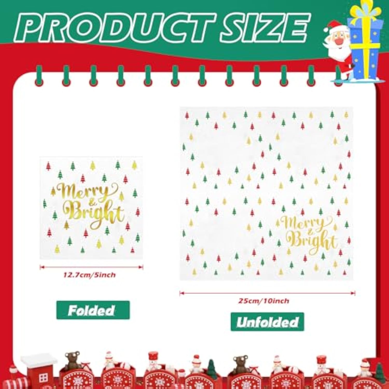 100 Pcs Christmas Cocktail Napkins Merry & Bright Beverage Napkins Funny Holiday Napkins For Dinner Christmas Party, 2 Ply, 5 X 5 Inch