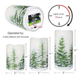 Flickering Flameless Pillar Candles With Timer, Battery Operated Real Wax Warm Light Christmas Tree Pine Tree Decal Candle For Home Decoration Christmas Gifts, Set Of 3(D3 X H4/5/6 Inch)