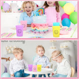 24 Pcs Smile Pattern Drink Cups Smile Face Plastic Cups 16 Oz Reusable For Kids First Birthday Party Picnics Sports Event Wedding Bachelorette Decorations (Funny)