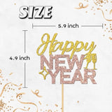 Gold Glitter New Year 2026 Cake Topper Wall Table Party Decoration