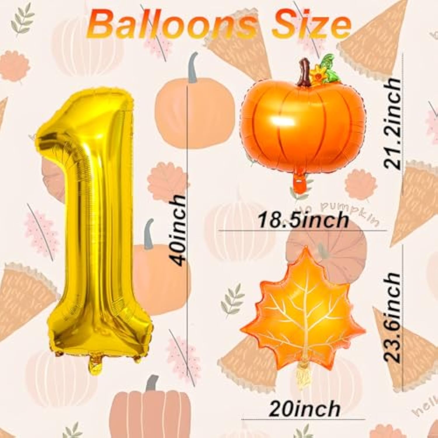 40 Inch Gold Number 1 Foil Balloon Pumpkin Birthday Thanksgiving Party Decor