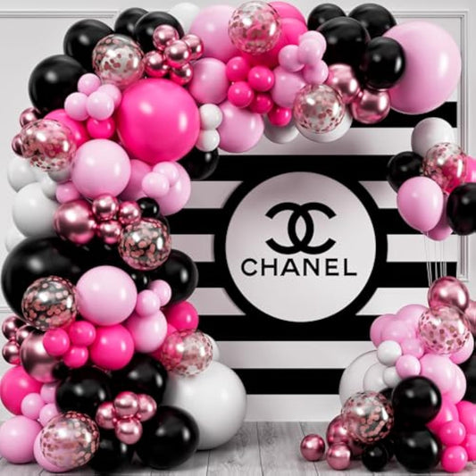 All-In-1 Pink Black And White Balloons Garland & Arch Kit – Small And Large Balloon – Hot Pink And Black Party Decorations For Birthday, Boss Baby, Mean Girls, Barbie, Minnie