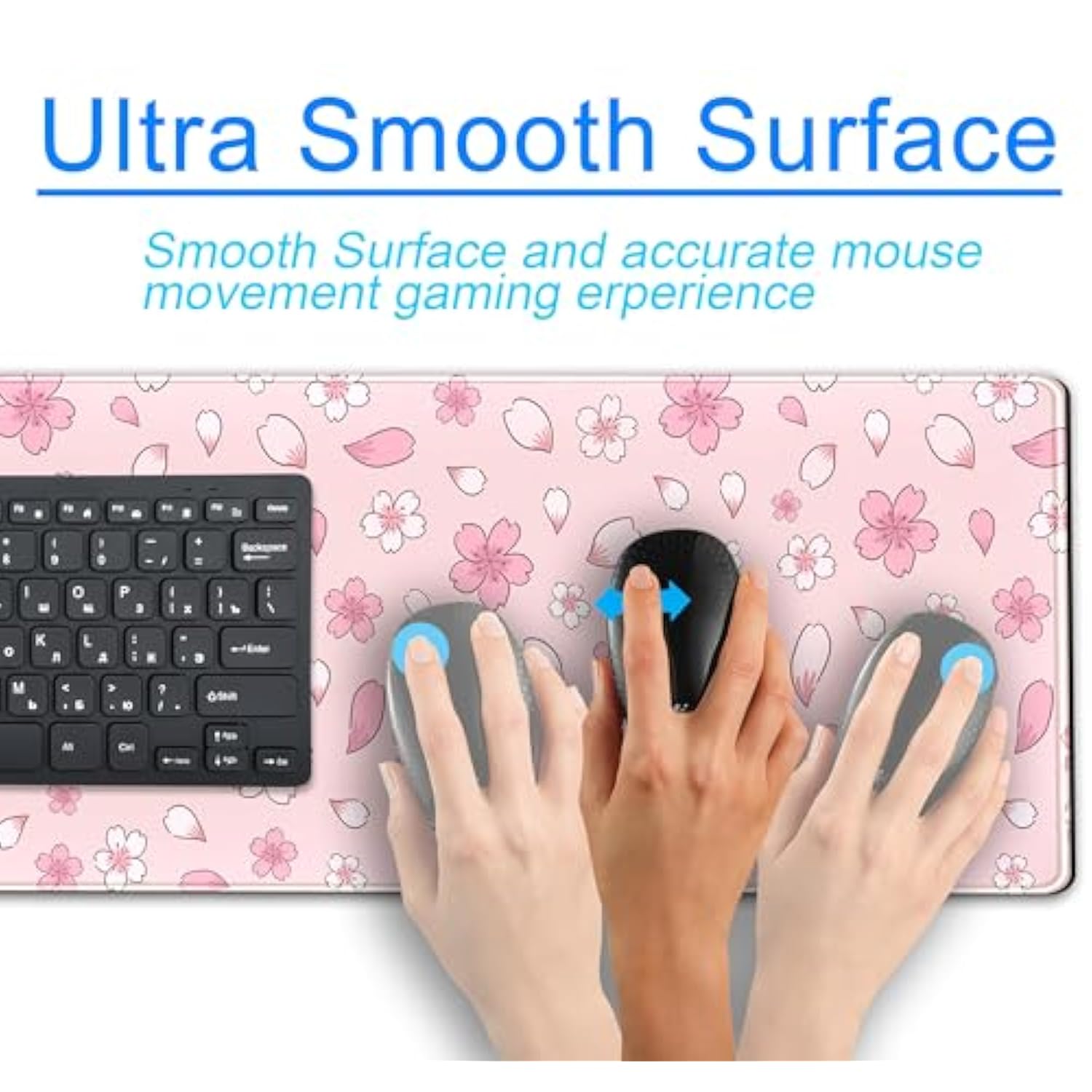 Cherry Blossom Mouse Pad Kawaii Pink Xl Large Extended Gaming Desk Mat Cute Pastel Anime Desk Pad Aesthetics Laptop Keyboard Mouse Mat Women Office Decor Mousepad With Stitched Edges 31.5''X11.8''