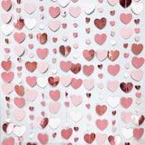 Rose Gold Party Decorations Dusty Pink Heart Garland Blush Pink Hanging Paper Streamer For Valentines Day Bridal Shower Birthday Anniversary Baby Shower Engagement Bachelorette Wedding Party Supplies