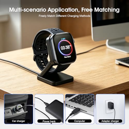 Magnetic Charging Stand Compatible with Amazfit GTR 3 / GTR 3 Pro/GTR 4, Acitive 2,GTS 3 / GTS 4, Bip 6 Smart Watch, Desktop Charger Dock with 3.3FT