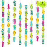 8 Pieces Flip Flop Decorations 52 Feet Summer Hanging Banner Beach Slipper Garland For Hawaiian Party Birthday Baby Shower Supplies