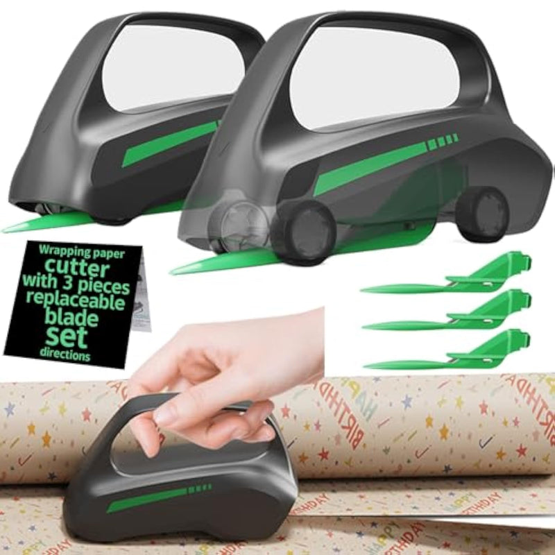 2 Pack Wrapping Paper Cutter With 3 Replaceable Blades,Gift Wrap Cutter Tool For Holiday Gift Wrapping, Slider Wrap Cutter For Gift Wrapping Accessories,Wrapping Paper Roll Cutter For Christmas