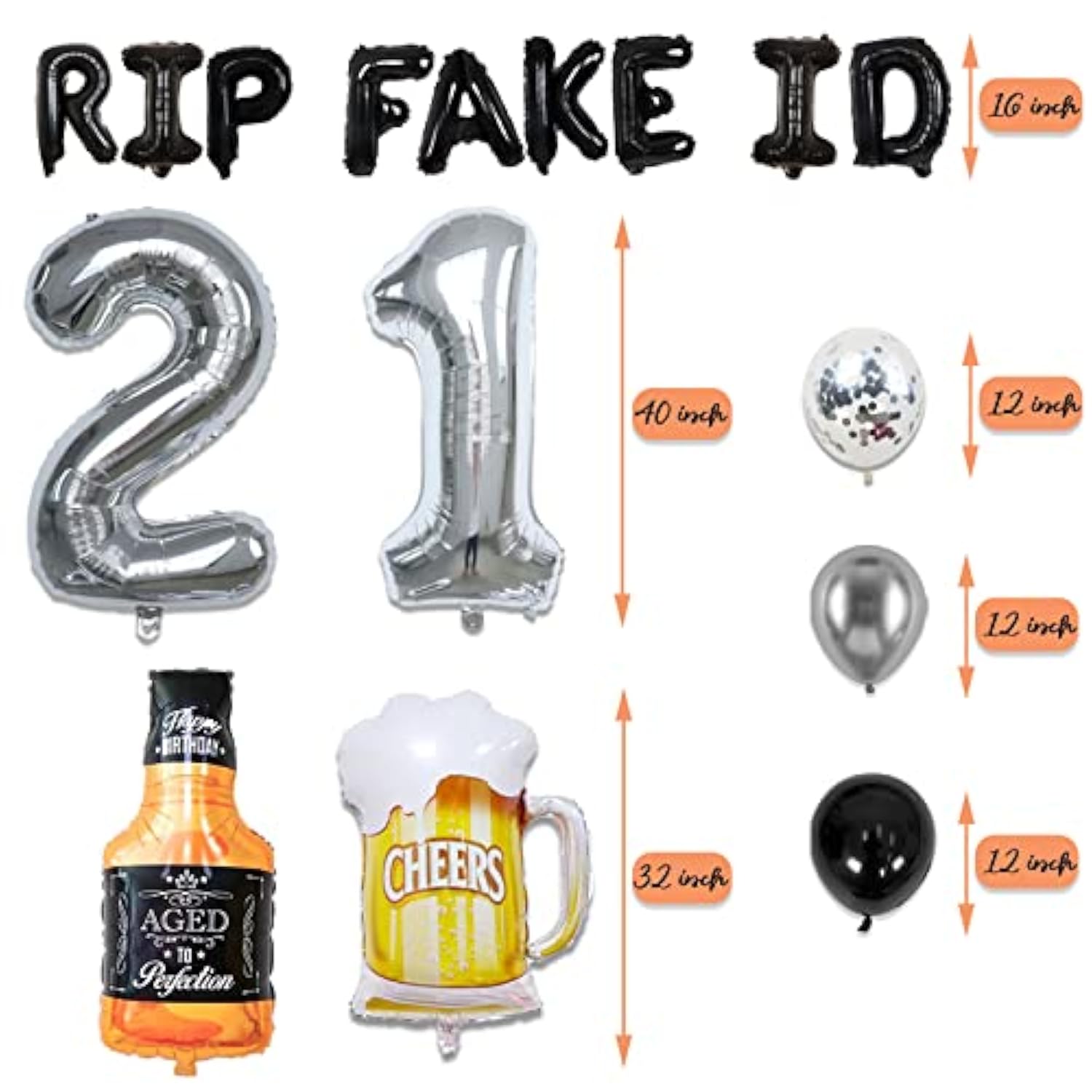 21St Birthday Decorations For Him - Black & Silver 21St Birthday Decor For Her With Cheers 21 Years Banner, Curtains, Confetti & Number Balloons