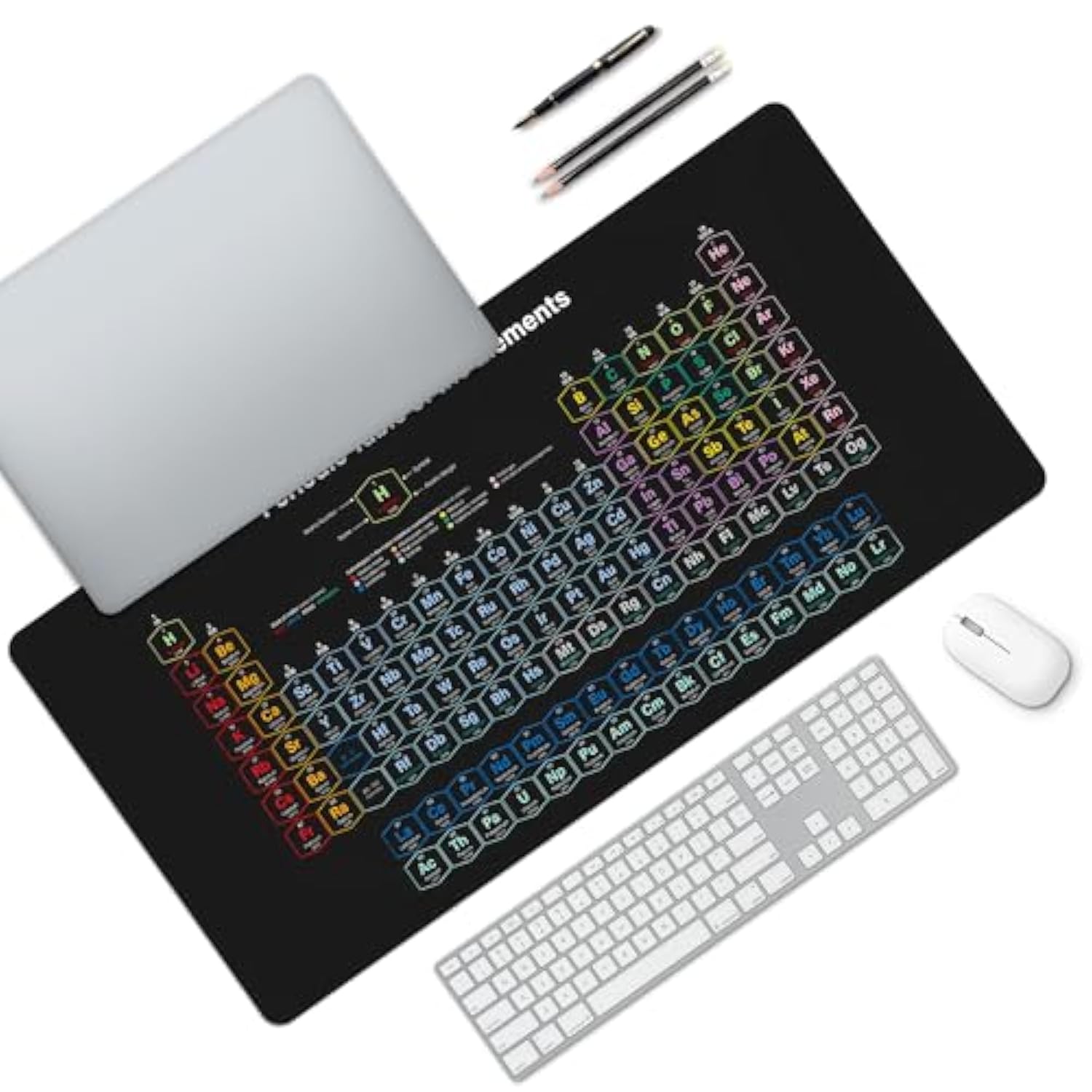Periodic Table Of The Elements Desk Mat Educational Desk Pad Mouse Pad Large Cute Gaming Mousepad Xxl Laptop Keyboard Desktop Writing Pad For Girls Students 31.5"X15.7"