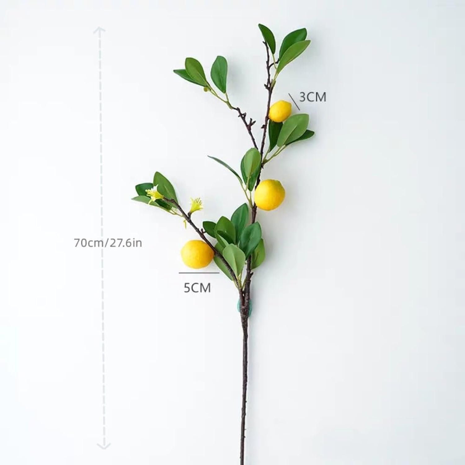 5Pcs Artificial Lemon Branches 68Cm Long Stem Yellow Lemons Picks With Green Leaves And Flowers, For Home Kitchen Farmhouse Table Centerpiece