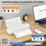 Inkless Portable Printer For Travel, Wireless Printer Supports 8.5 X 11 Inch Thermal Paper, Bluetooth Machine Includes 3 Rolls Of Thermal Paper Set