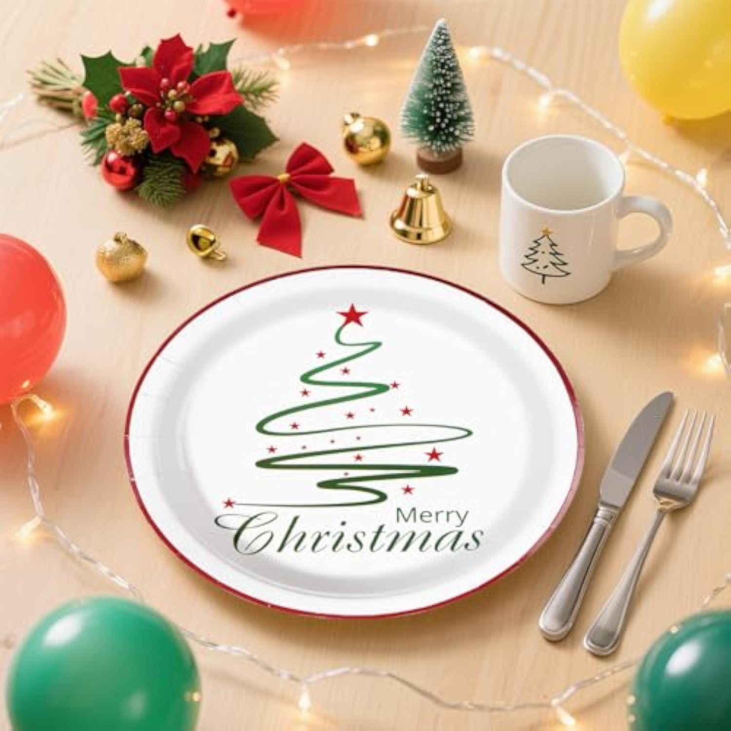 50Pcs Christmas Tree Party Supplies Large Green Simple Tree Paper Plates Disposable Merry Christmas Themed Decorations For Holiday Picnic Birthday Dinner Party Supplies