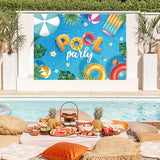 Summer Banner Pool Party Decorations, Hanging Beach Themed Backdrop With Rope (7244 Inches)
