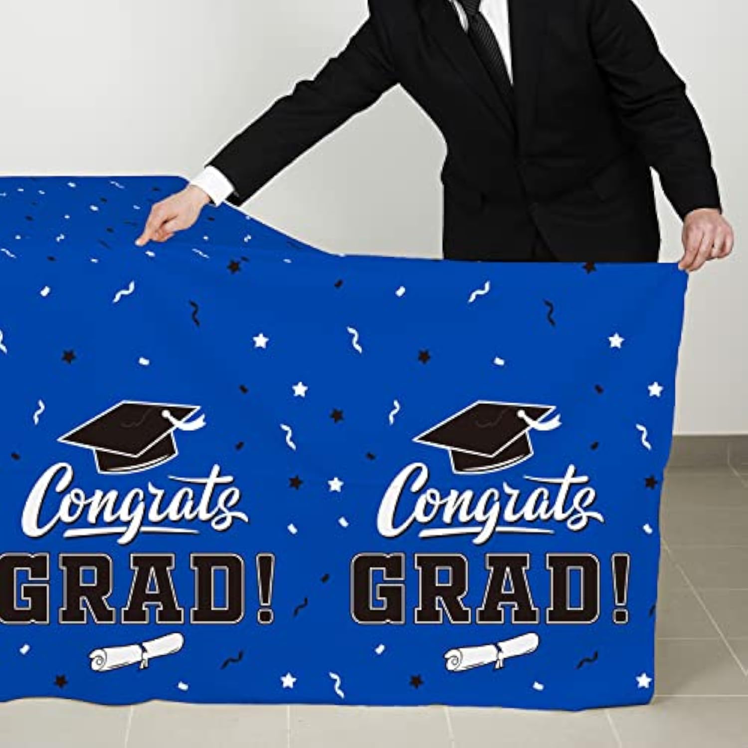 Graduation Decorations 2026, Gongrats Grad Tablecover For Graduation Party Supplies, 3 Pcs Class Blue Table Cloths, 54"X108"