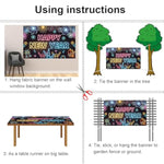 Neon Happy New Year Banner, 72.8 * 43.3 Inch, Polyester, Neon, New Year, Prom, Backdrop