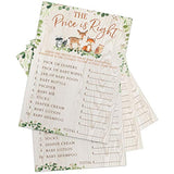 Baby Shower Games – The Price Is Right Game For Boy Or Girl, Woodland Forest Animals Theme, 50 Cards