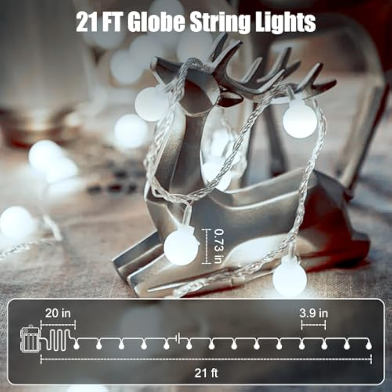 Globe String Lights Battery Operated - 21 Feet 60 Led Twinkle Fairy Lights, 8 Modes With Remote Mini Globe Lights For In
