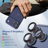 Camera Lens Protector for iPhone 17 Pro / 17 Pro Max Bling, Individual Metal Aperture Ring with 9H Hardness, Scratch-Proof Camera Screen Protector,