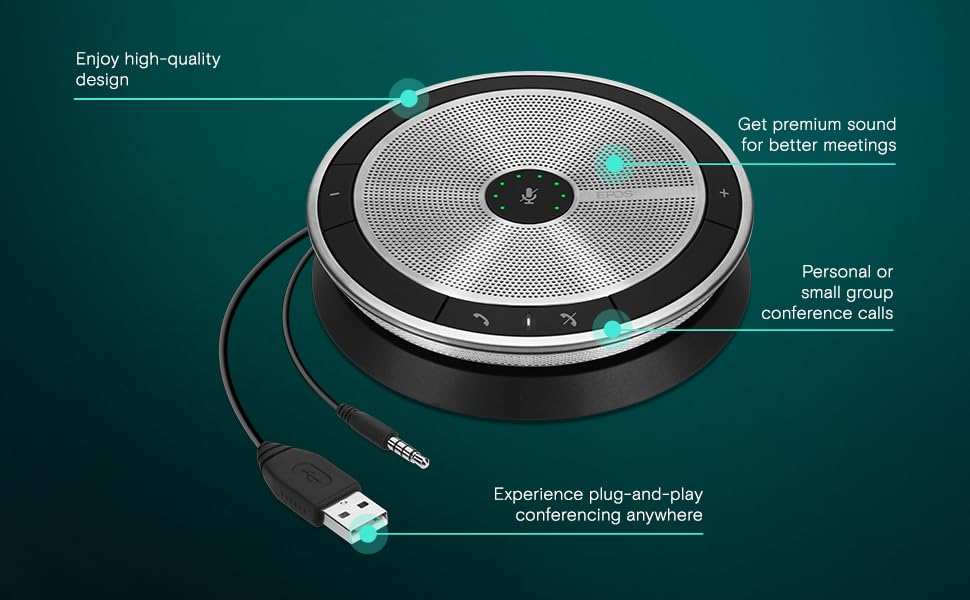Sennheiser Enterprise Solution SP 20 ML 506050 Sound-Enhanced, User Friendly Mobile Speaker Phone For Desk Mobile Phone Softphone PC Connection Skype