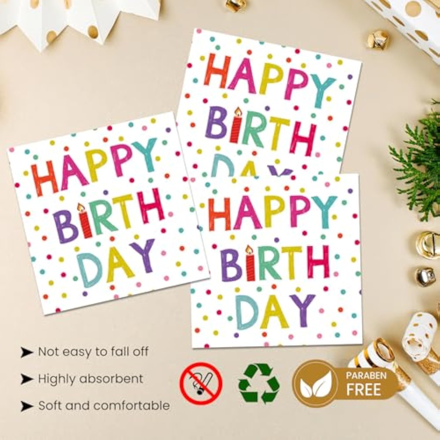 40PCS Birthday Plates & Napkins Set with Dots Design for 20 Guests Party Supplies