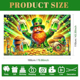 St. Patrick’S Day Banner Green Party Banner Backdrop With Irish Style Character Clover Gold Coins Celebration Banner For Happy St. Patrick’S Day Decorations Photo Background Wall Hanging 71X43 Inch