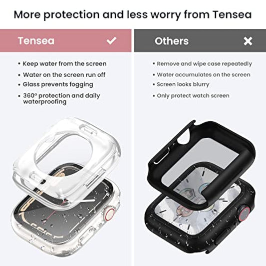 (2 In 1) For Waterproof Apple Watch Screen Protector Case 40Mm Se 3Rd/Se 2Nd Generation/Se/Series 6/5/4 Accessories, 360 Front & Back, Iwatch Face Cover With Tempered Glass For Women Men, 40 Mm
