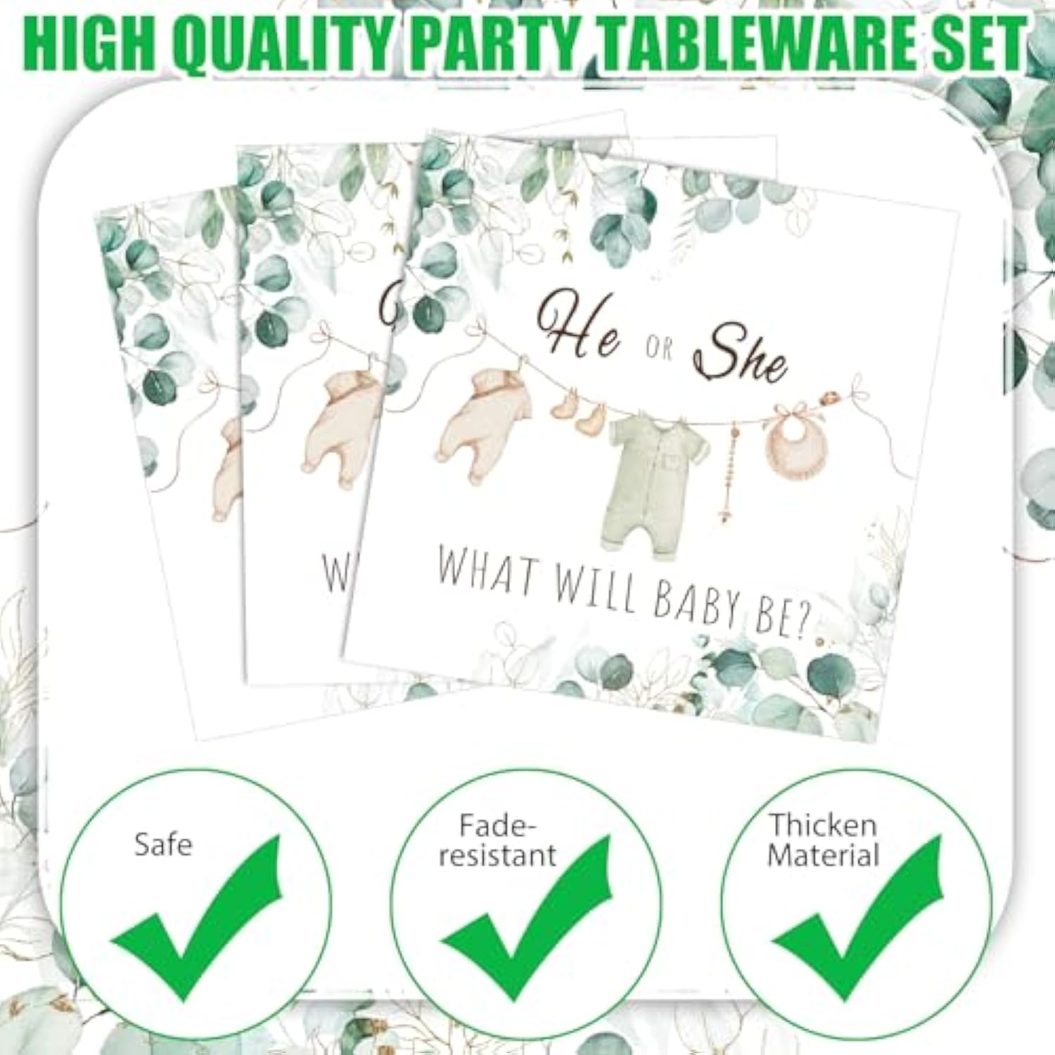 96 Pcs Greenery Gender Reveal Plates Napkins Gender Reveal Baby Shower Party Supplies Baby Shower Paper Tableware Set Dessert Plates Napkins Forks For 24 Guests