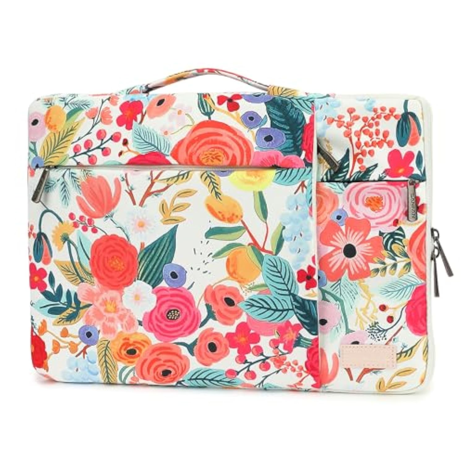 360° Protective 3 Pockets Laptop Sleeve Case Bag With Handle For Macbook Air 15 Inch,Macbook Pro 16 Inch And 15.6 Inch Screen Laptop (Watercolor Flowers)