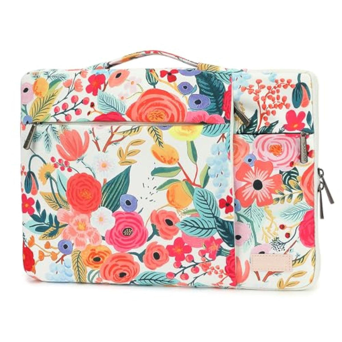 360° Protective 3 Pockets Laptop Sleeve Case Bag With Handle For Macbook Air 15 Inch,Macbook Pro 16 Inch And 15.6 Inch Screen Laptop (Watercolor Flowers)
