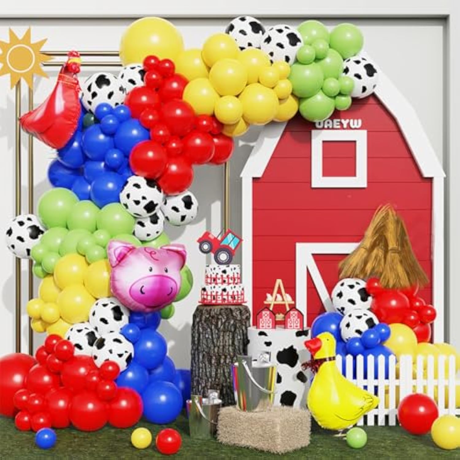 138PCS Cow Balloon Arch Kit for Farm Theme, Barnyard, and Cowboy Party Decor