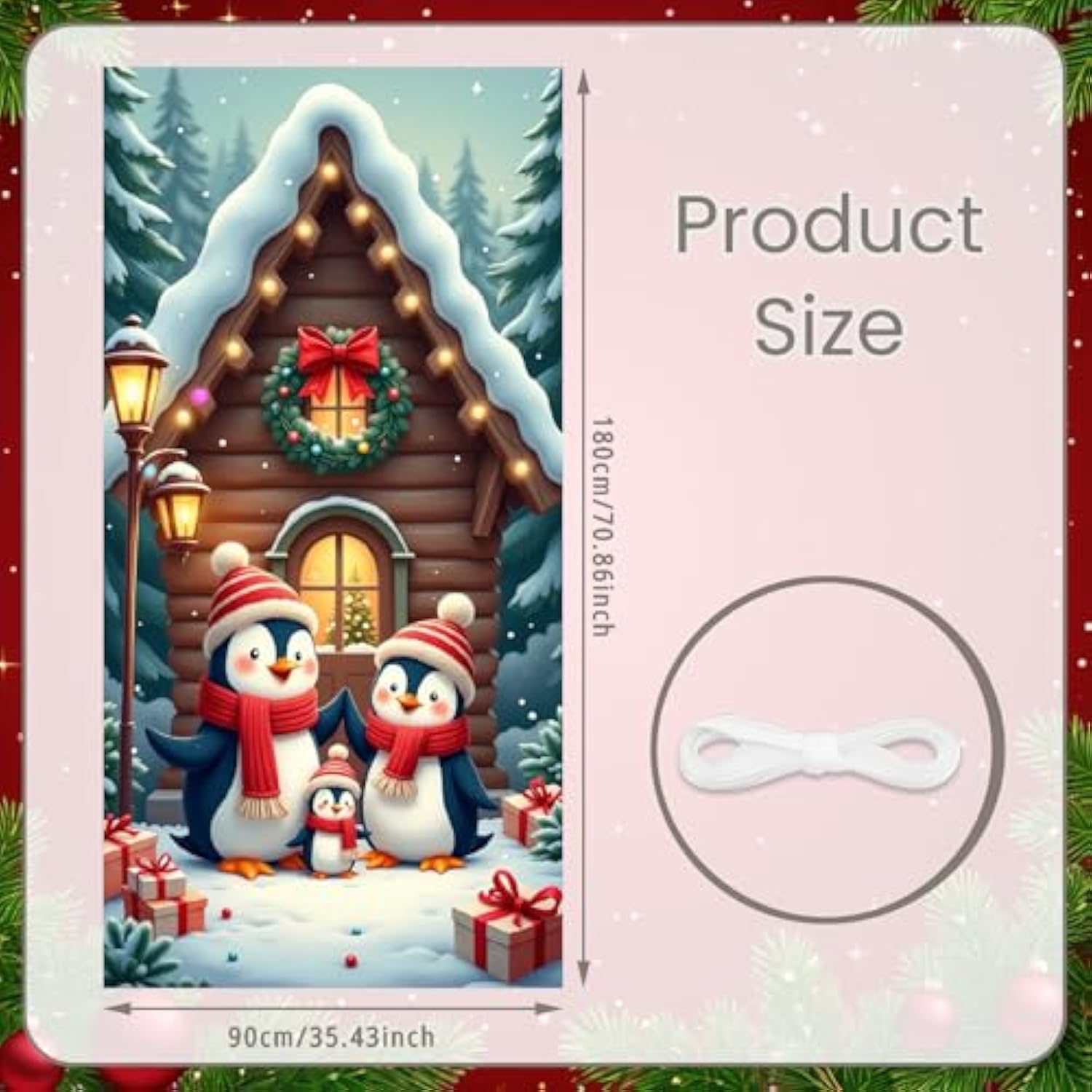 Christmas Penguin Door Banner for Winter Holiday Porch Decor