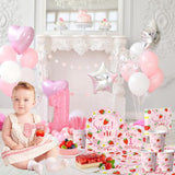 Berry First Birthday Decorations Tableware,150Pcs Berry Sweet One Plates And Napkins,Cup, Forks Knives,Strawberry First Birthday Decorations For Girl,Serve 25