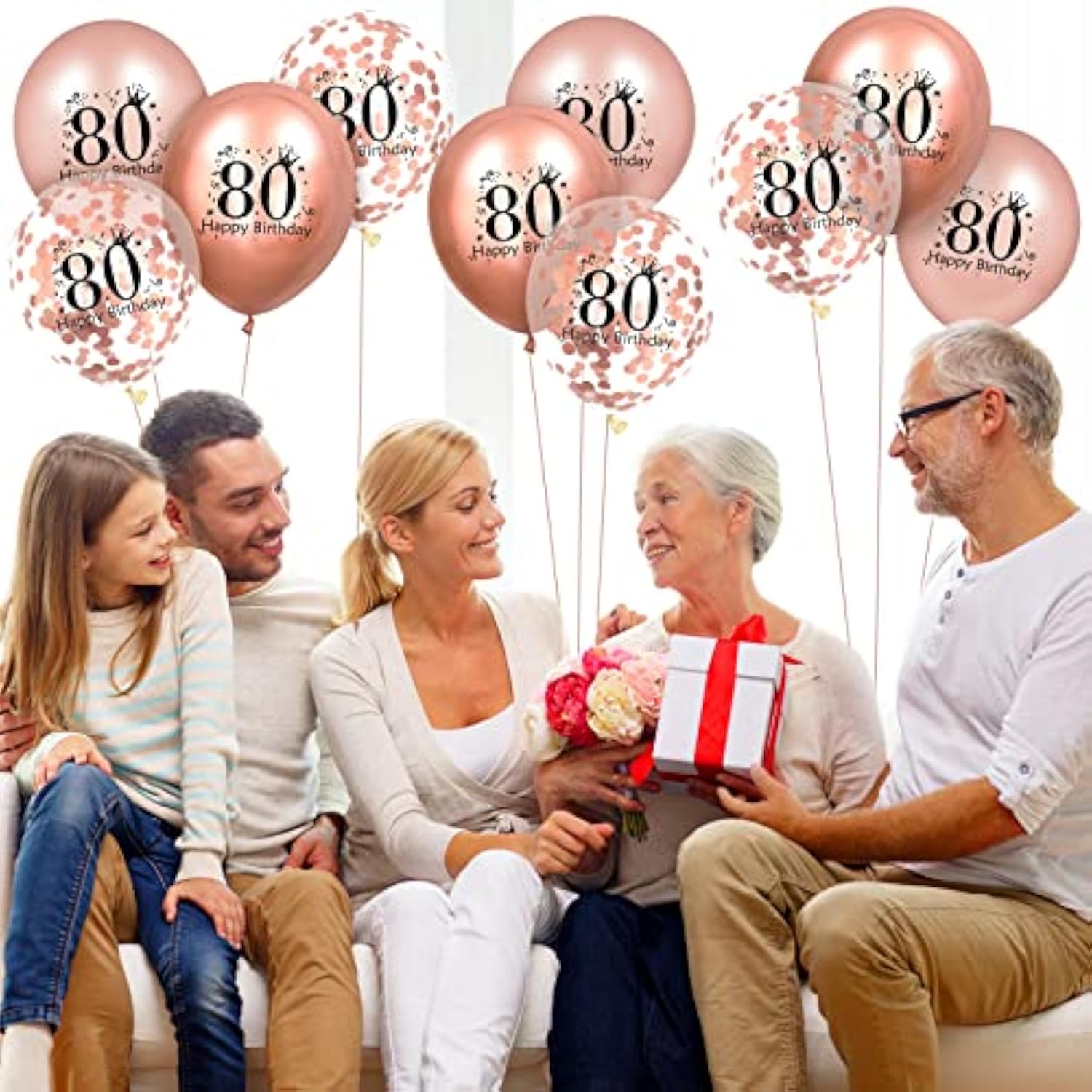 80Th Birthday Balloons 18 Pcs Rose Gold Happy 80Th Birthday Latex Balloons Confetti Balloons Rose Gold 80Th Birthday Party Decorations For Women Men 80Th Birthday Anniversary Decor Supplies 12 Inch