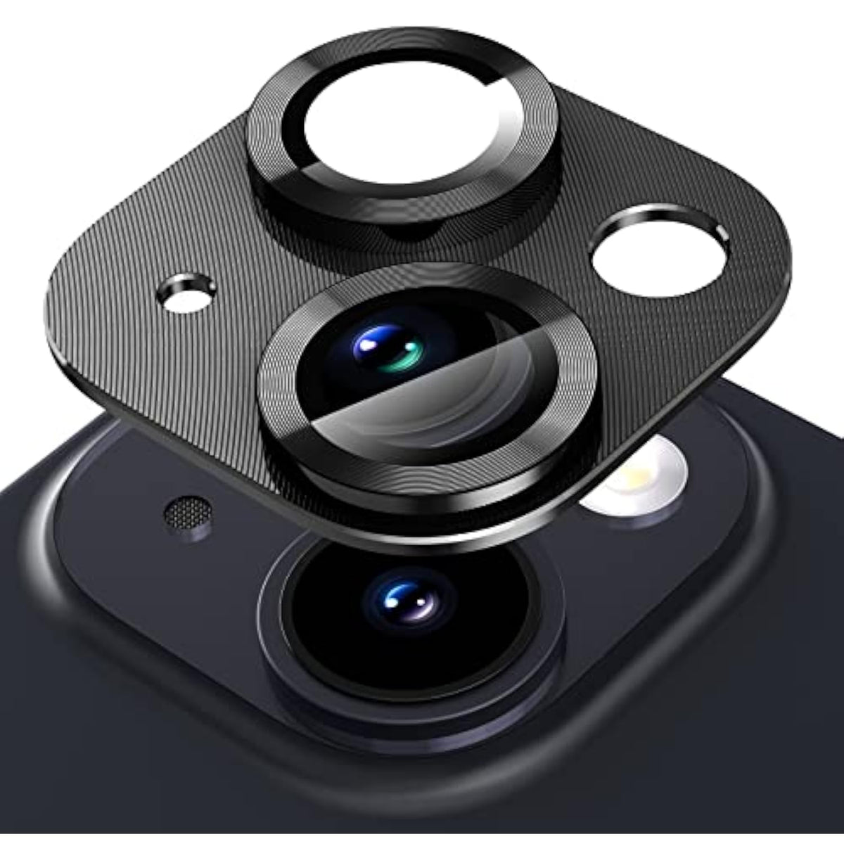 For Iphone 14 6.1 Inch/Iphone 14 Plus 6.7 Inch Camera Lens Protector, 9H Tempered Glass Film, [Does Not Affect Night Shots] Metal Lens Protective Cover - Black