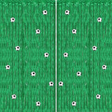 2026 Soccer Party Decorations - 2 Pack 3.3 x 6.6 FT Green Tinsel Backdrop Curtain Soccer Foil Fringe Curtains Green Metallic Photo Backdrop Sports Theme Birthday Party Supplies Hanging Wall Décor