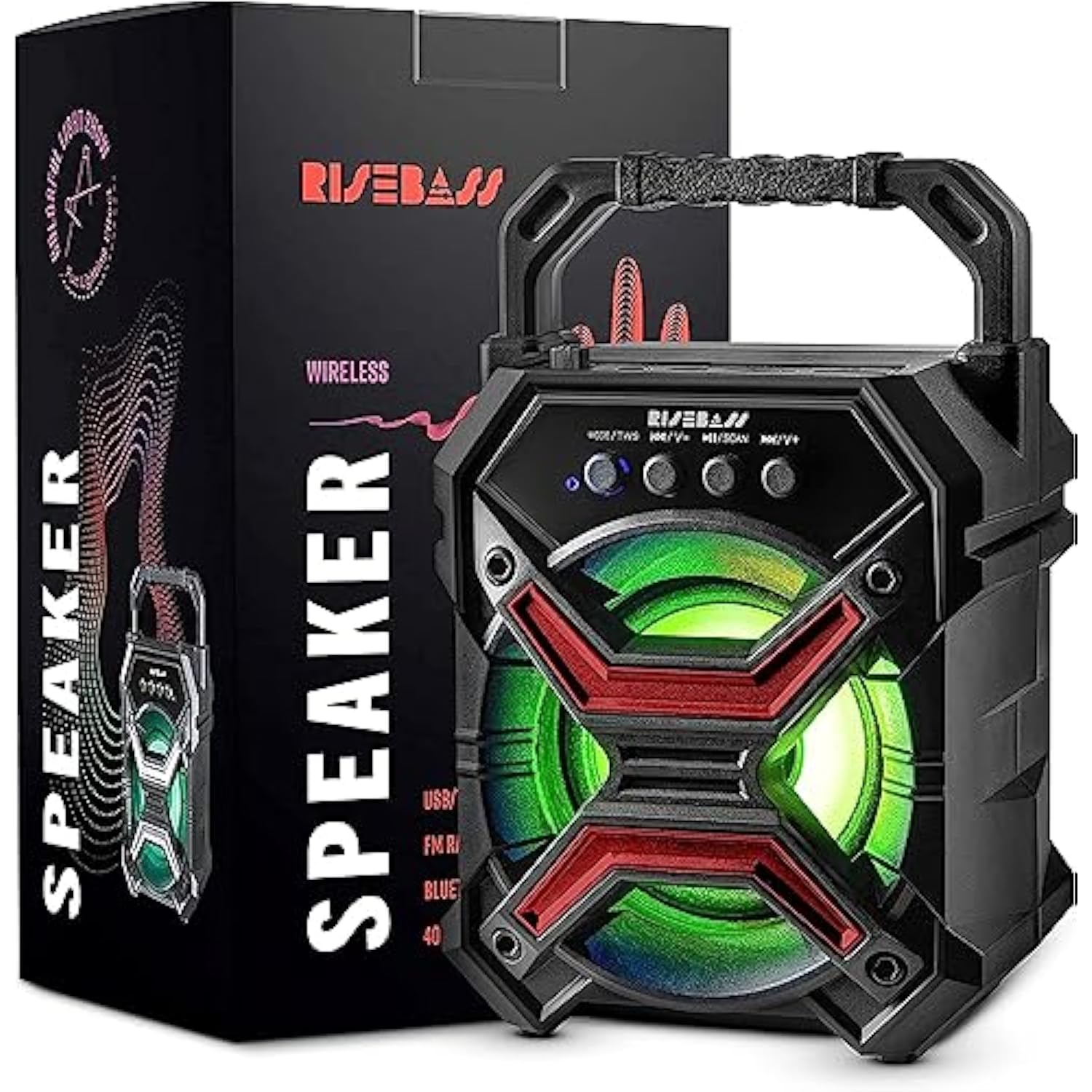 Portable Wireless Bluetooth For Iphone, Android, Ipod And More - Rechargeable Bluetooth Speaker For Kids & Adults - Mini Speaker With Party Lights, For Hiking, Camping, Picnic And Boating