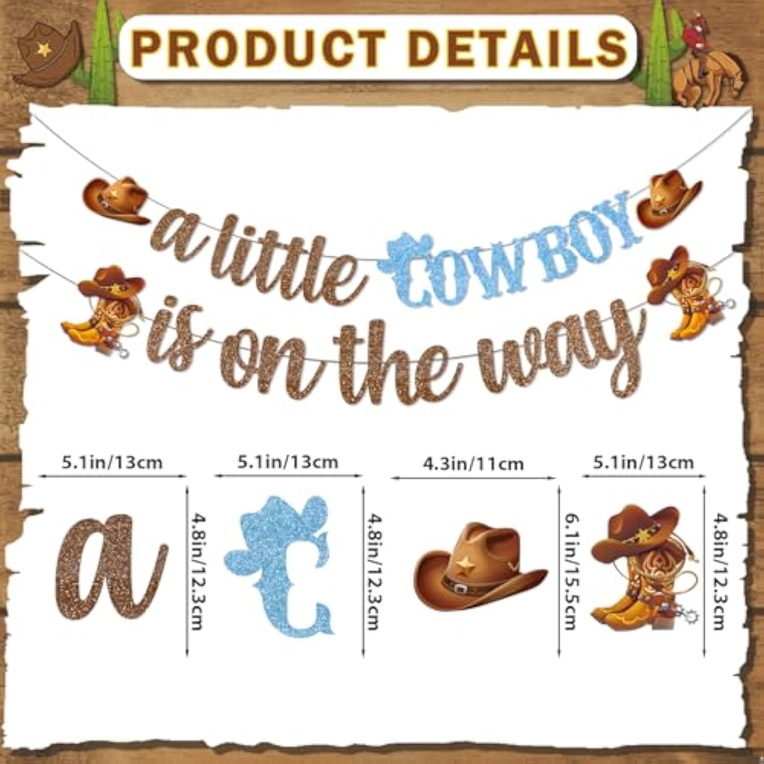 "A Little Cowboy Is On The Way" Banner, Western Baby Shower & Cowboy Party Decor