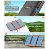 Power Bank Solar Charger 46800Mah Built In 4 Cables 3 Foldable Solar Panels, Pd20W Fast Charging Portable Charger, Led Display Powerbank Usb C In/Output, External Battery Pack With Sos Camping Light