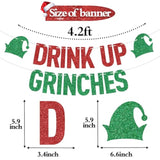 Red Glitter Drink Up Grinches Banner Christmas & New Year Party Decor